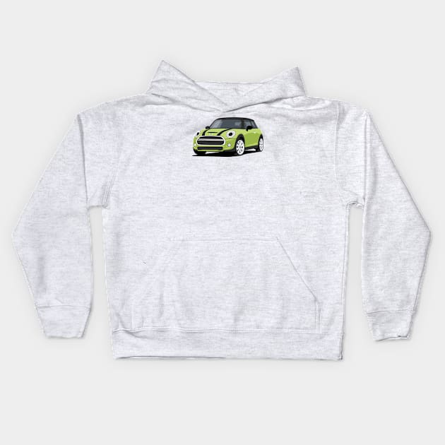 Car sport  mini retro green lime Kids Hoodie by creative.z